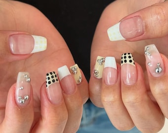 Pink Ombre Press On Nails: 3D Gel, French Tip, Summer Nail Art