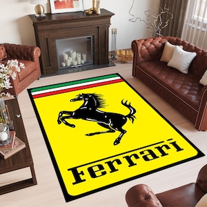 Yellow Ferrari Rug, Car Rug, Ferrari Theme Rug, Car Theme, Living Room Rug, 10x12 Rug, 8x10 Rug, Gift Rug, Area Rug, Modern Rug, Old School