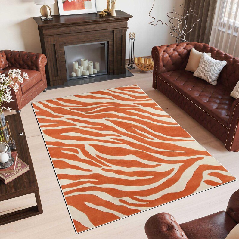 Orange Decor Rug, Orange Theme Rug, Aesthetic Rug, Bohemian Style Rug ...
