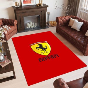 Ferrari Rug, Luxury Car Rug, Formula1 Rug, Aesthetic Rug, Red Decor Rug, Teen Room Rug, Gift Rug, Custom Rug, Popular Rug, Ferrari Theme Rug