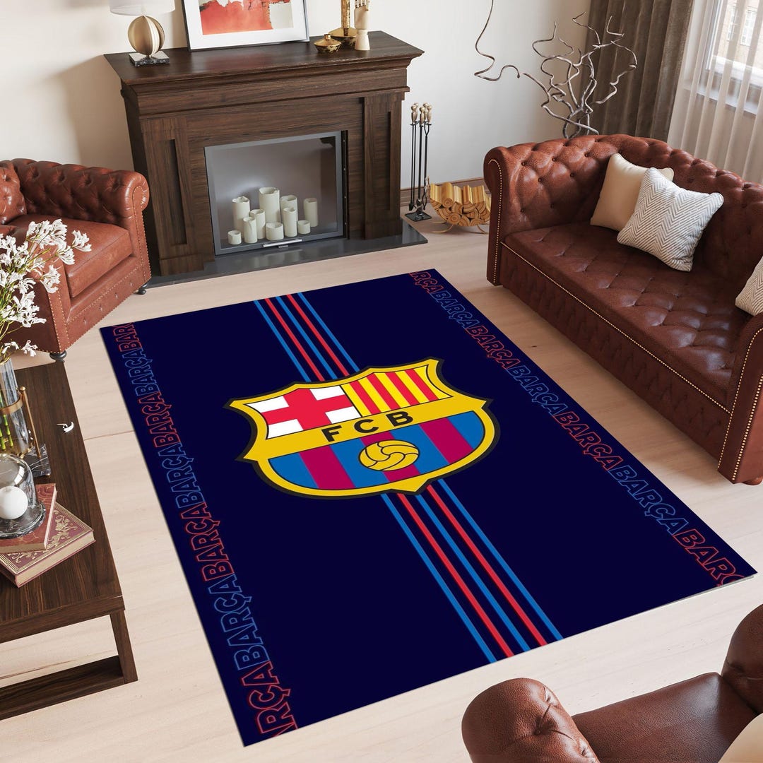 Barcelona Rug, Football Rug, Football Theme, Teen Room Rug, Barca Rug ...