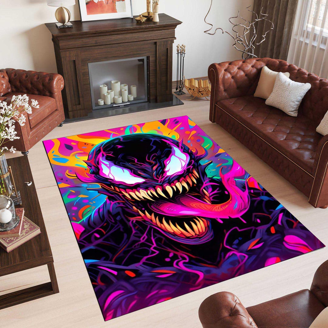 Venom Rug, Super Hero Rug, Colourful Rug, Vibrant Colour Rug, 8x10 Rug ...