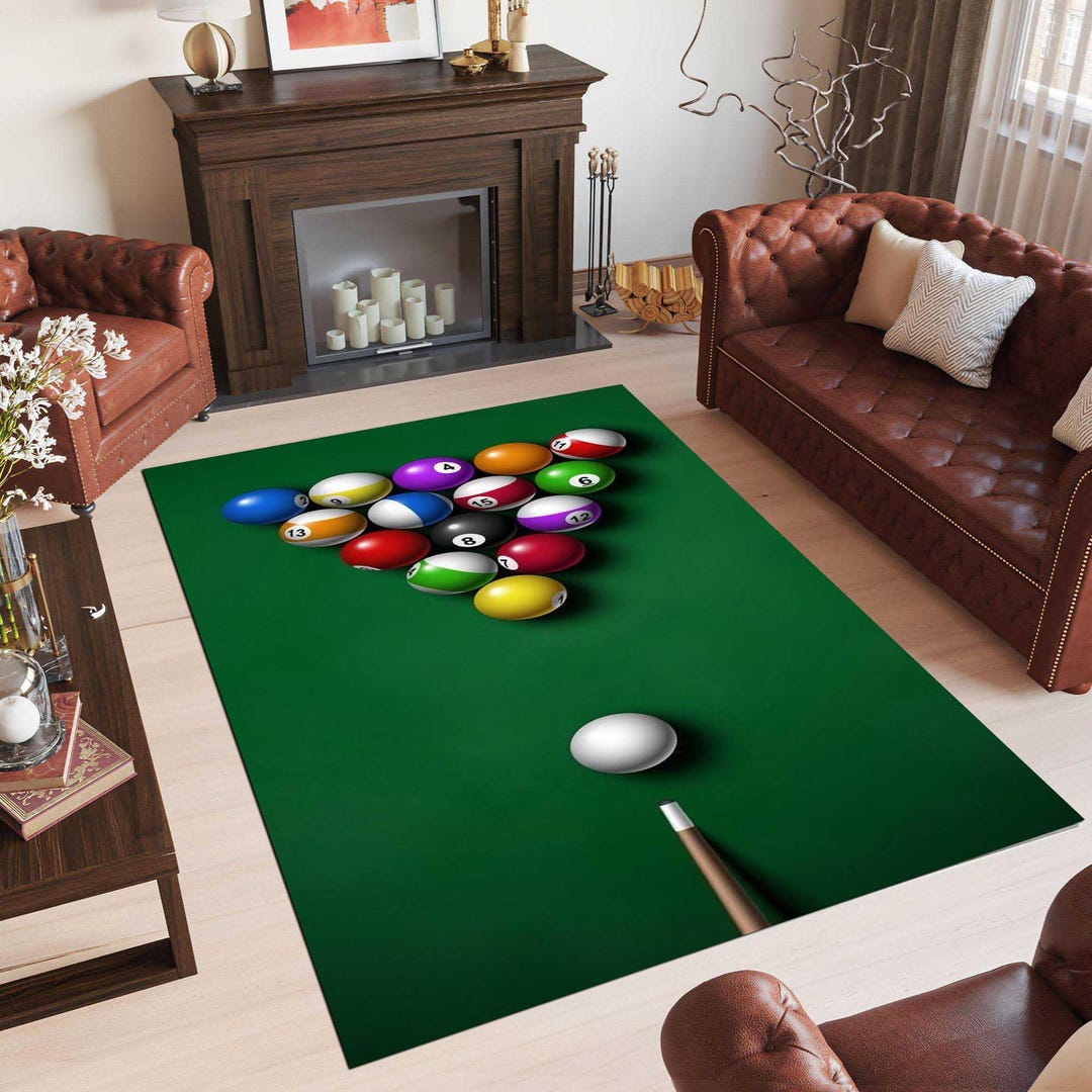 Bilardo Rug, Snooker Theme Rug, Bilardo Theme Carpet, Gift for Snooker ...