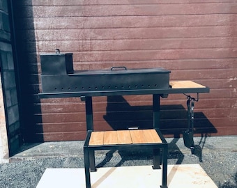 Loft-Grill-Station | Abnehmbare Firebox & bewegliches Rohr | 6 mm Stahl und Holz