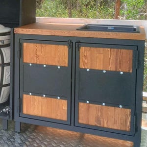 Outdoor Kitchen Cabinet with Sink – Wood and Steel