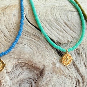 Morse Code Message, HOME, Tiny Compass Necklace, Miyuki Beads, Made in Maine
