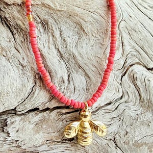 Morse Code Message, BEE HUMBLE AND Kind, Miyuki Beaded Necklace, Bee Pendant, Maine Made