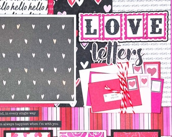 LOVE LETTERS 12x12 Pre-Made Scrapbook Page Valentine