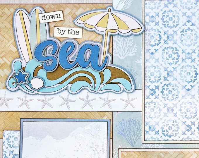 DOWN BY the SEA 12x12 Double Pre-made 2-page Scrapbook Layout Beach - Etsy