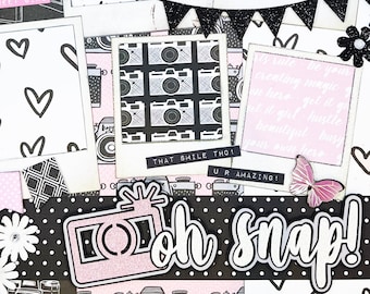 OH SNAP! 12x12 Pre-Made Scrapbook Page Layout Photography