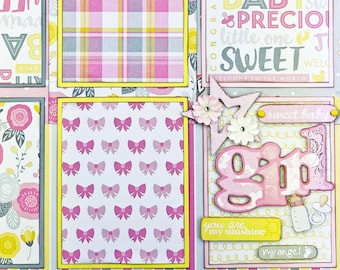 SWEET BABY GIRL 12x12 Pre-Made Scrapbook Page Newborn