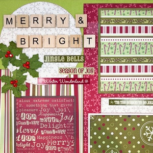 MERRY & BRIGHT 12x12 Pre-Made Scrapbook Layout CHRISTMAS image 1
