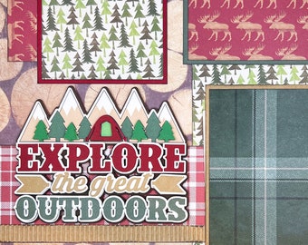 EXPLORE the GREAT OUTDOORS 12x12 Premade Scrapbook Page Layout Camping