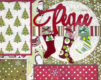 PEACE 12x12 Double Premade Scrapbook 2-Page Layout CHRISTMAS