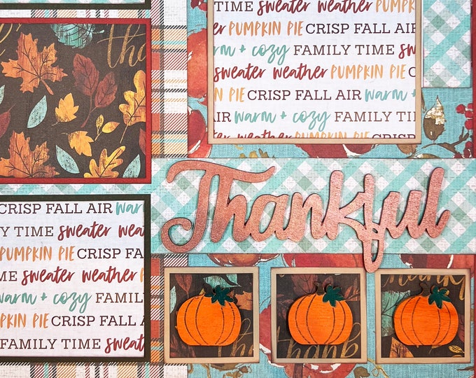 THANKFUL 12x12 Double Pre-made Scrapbook 2-page Layout THANKSGIVING - Etsy