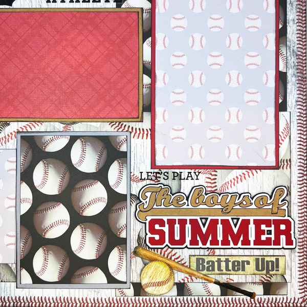 The BOYS of SUMMER 12x12 Premade Scrapbook Layout BASEBALL Sports