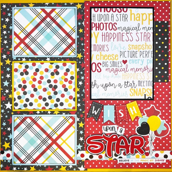 WISH UPON A STAR 12X12 Double Pre-Made Scrapbook 2-Page Layout Disney