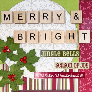 MERRY & BRIGHT 12x12 Pre-Made Scrapbook Layout CHRISTMAS image 4