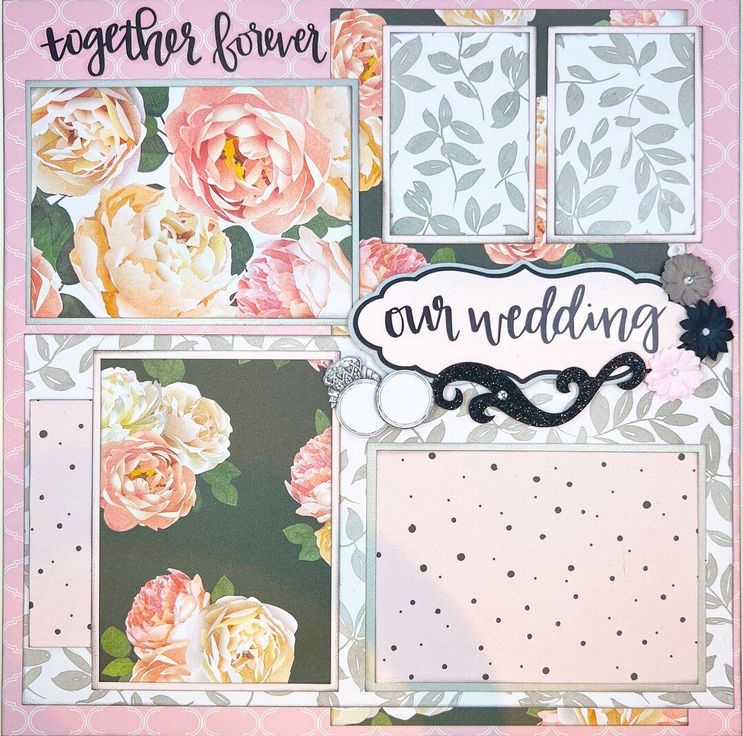 OUR WEDDING 12x12 Premade Scrapbook Page Layout Romantic LOVE - Etsy