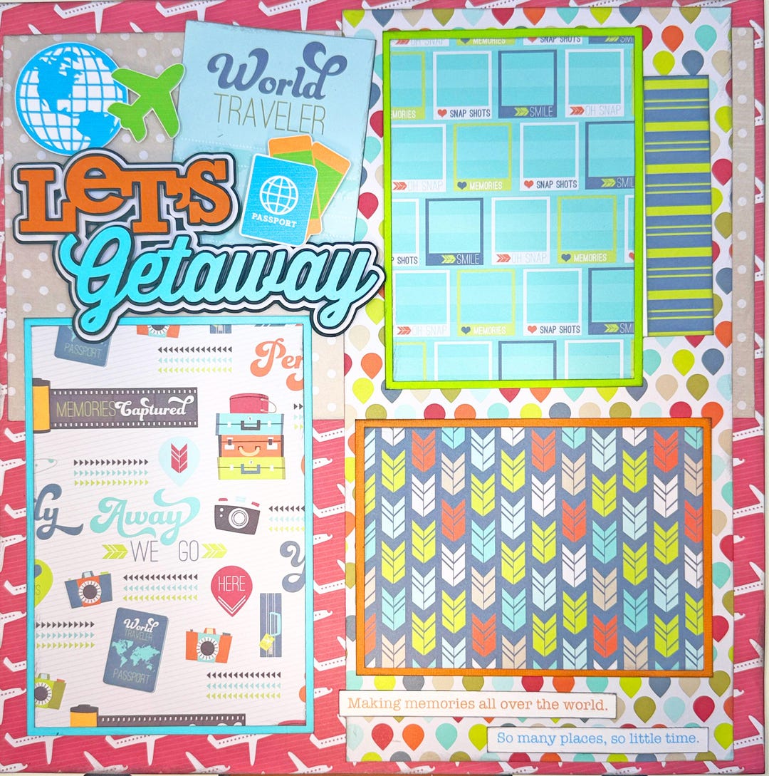 LET'S GET AWAY Premade Double 12x12 Scrapbook 2-page Layout Travel - Etsy