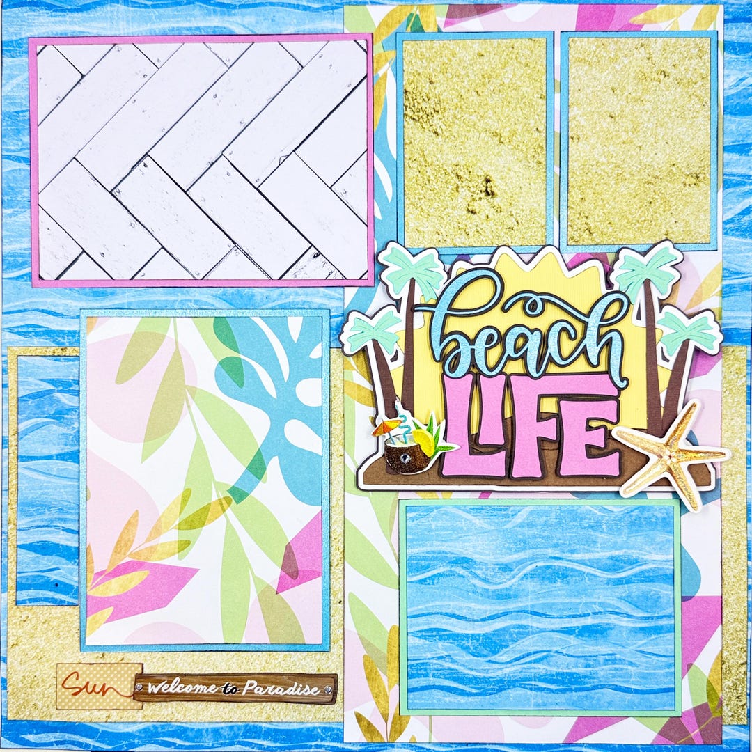 BEACH LIFE 12x12 Premade Scrapbook Page Layout Travel Vacation - Etsy