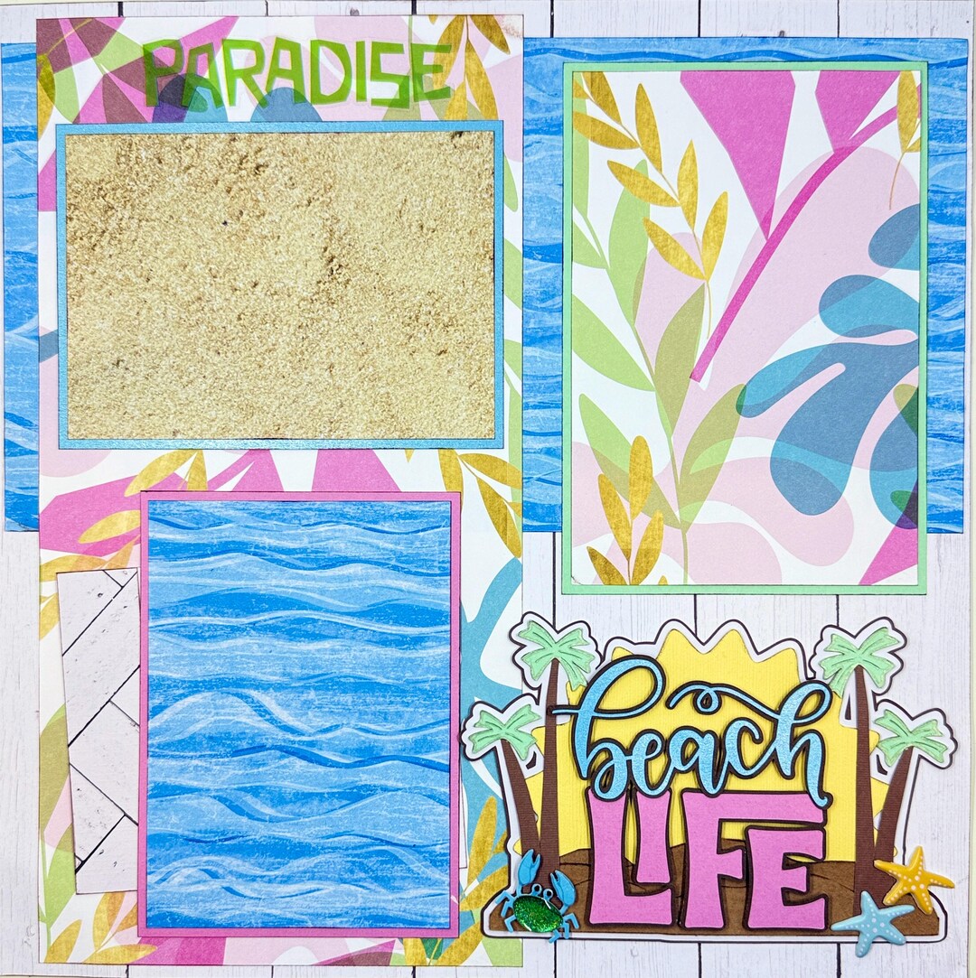 BEACH LIFE 12x12 Double Premade 2-page Scrapbook Page Layout Travel ...