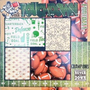 TOUCHDOWN 12x12 Premade Scrapbook Layout Football Sports