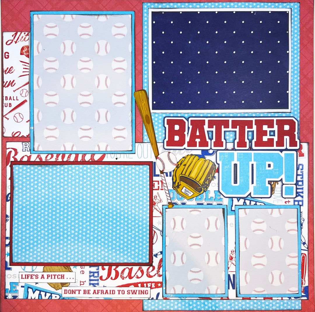BATTER UP! 12x12 Premade Scrapbook Layout Baseball Sports - Etsy