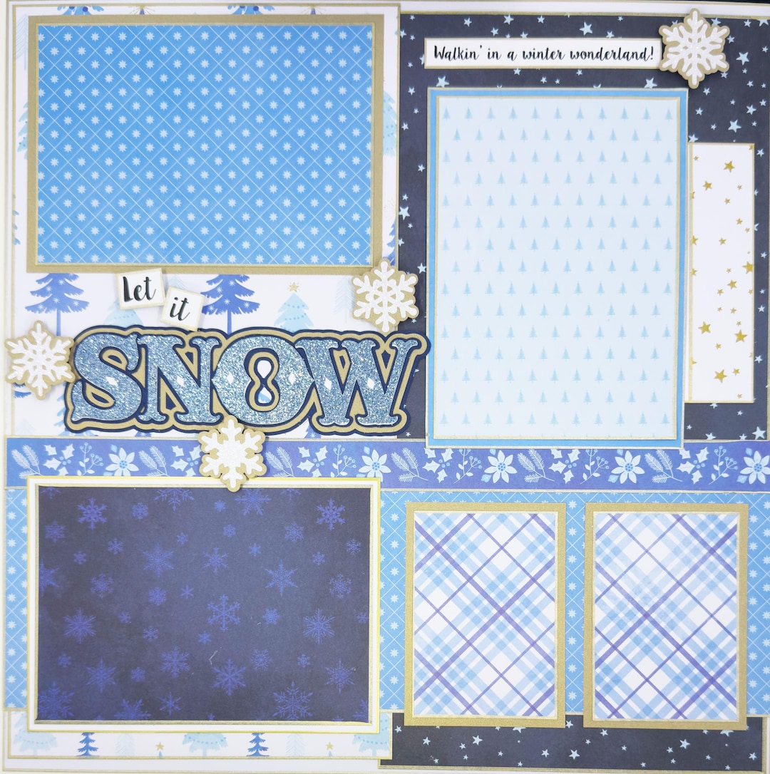 LET IT SNOW Premade 12x12 Scrapbook Page Layout Winter - Etsy