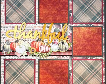 THANKFUL 12x12 Double Pre-Made Scrapbook 2-Page Layout THANKSGIVING