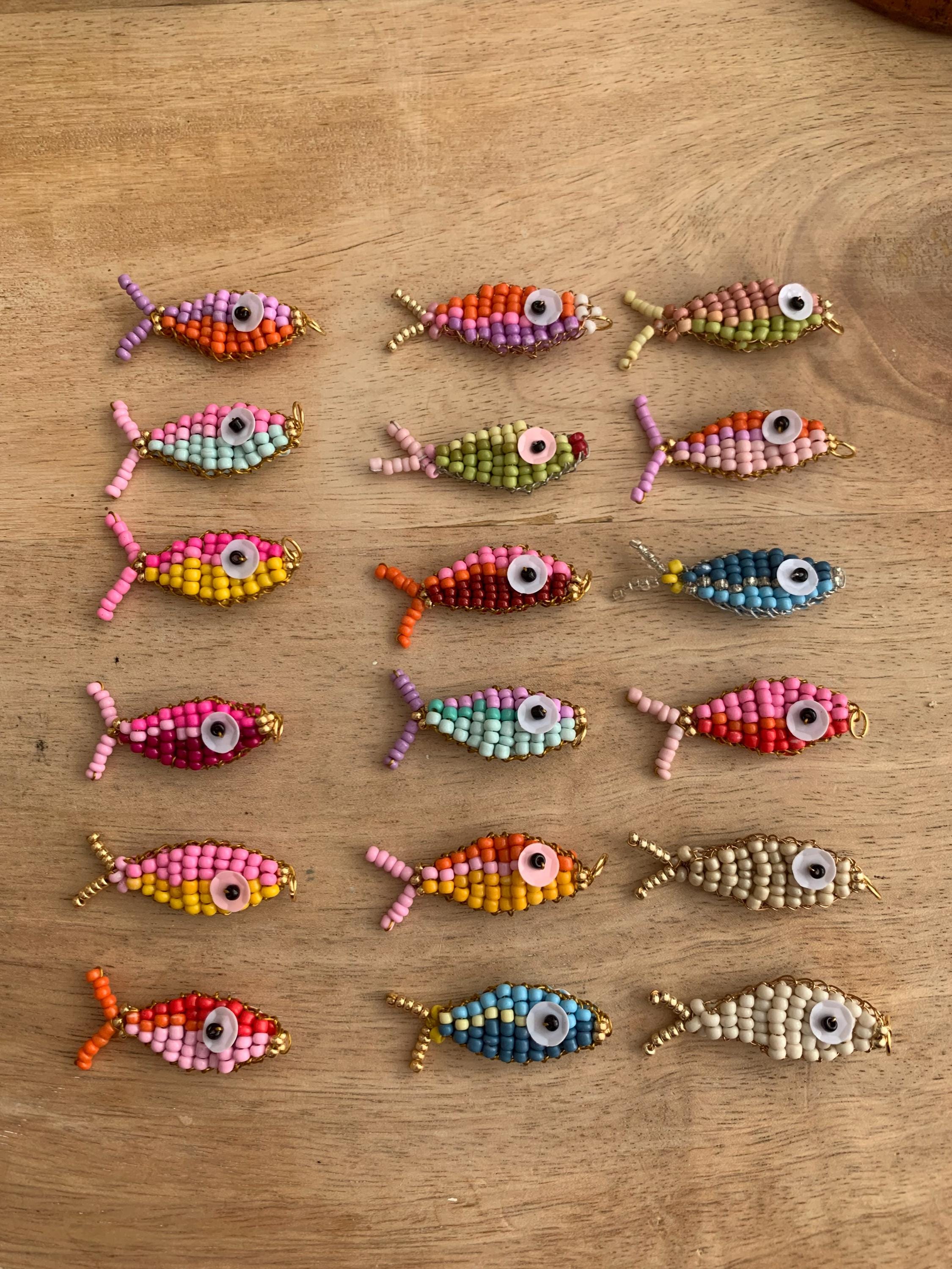 bead wrapped fishing lure ornament Beaded Fish Charm Necklace Accessories Fish Charm Seed Beads Beads  Jewellery