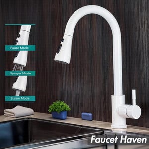 Weiß Küche Wasserhahn Pull Out Kitchen Sink Wasserhahn Einhand Mischbatterie 360 Drehung Küche Dusche Wasserhahn