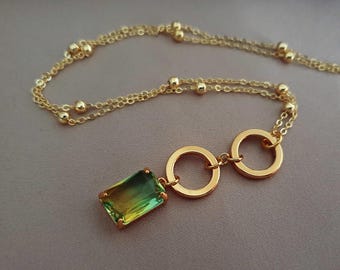 The Eversong Forest • Gold CZ Ametrine Necklace • Elven Jewelry • Author Design Necklace • Dainty Gold Fantasy Jewelry • Blood Elf Jewelry