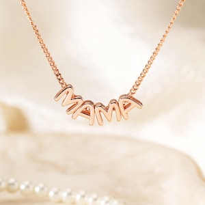 Collar con nombre de burbuja para mamá, collar con nombre de burbuja 3D, collar con letra de globo, joyería con nombre 3D personalizada, regalo para el Día de la Madre, regalo para la esposa