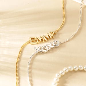 Collar personalizado con letras 3D, collar con nombre personalizado con burbujas, collar con inicial, joyería con nombre, regalo de aniversario, regalos para ella