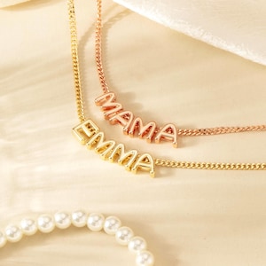 Collar personalizado con nombre de burbuja, collar con dije de letra 3D personalizado, collar con nombre y letra inicial, joyería con letras, regalo de cumpleaños para ella