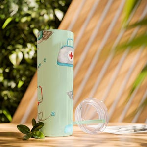 Nurse Skinny Tumbler | Medical Gift for Nurses, Healthcare Appreciation, Doctor Cup, 20oz Tumbler with Straw, Travel Mug, Hospital Gift, RN
