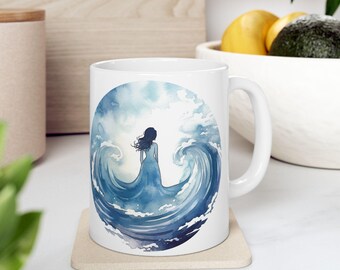 Ocean Wave Ceramic Coffee Mug: Beach Decor (11oz or 15oz)