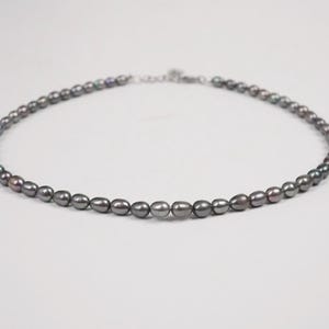 Unisex Dark Grey Freshwater Pearl Necklace for Men, Women, Everyone, Real Freshwater Pearl Necklace 6mm  for Layered Necklace Look