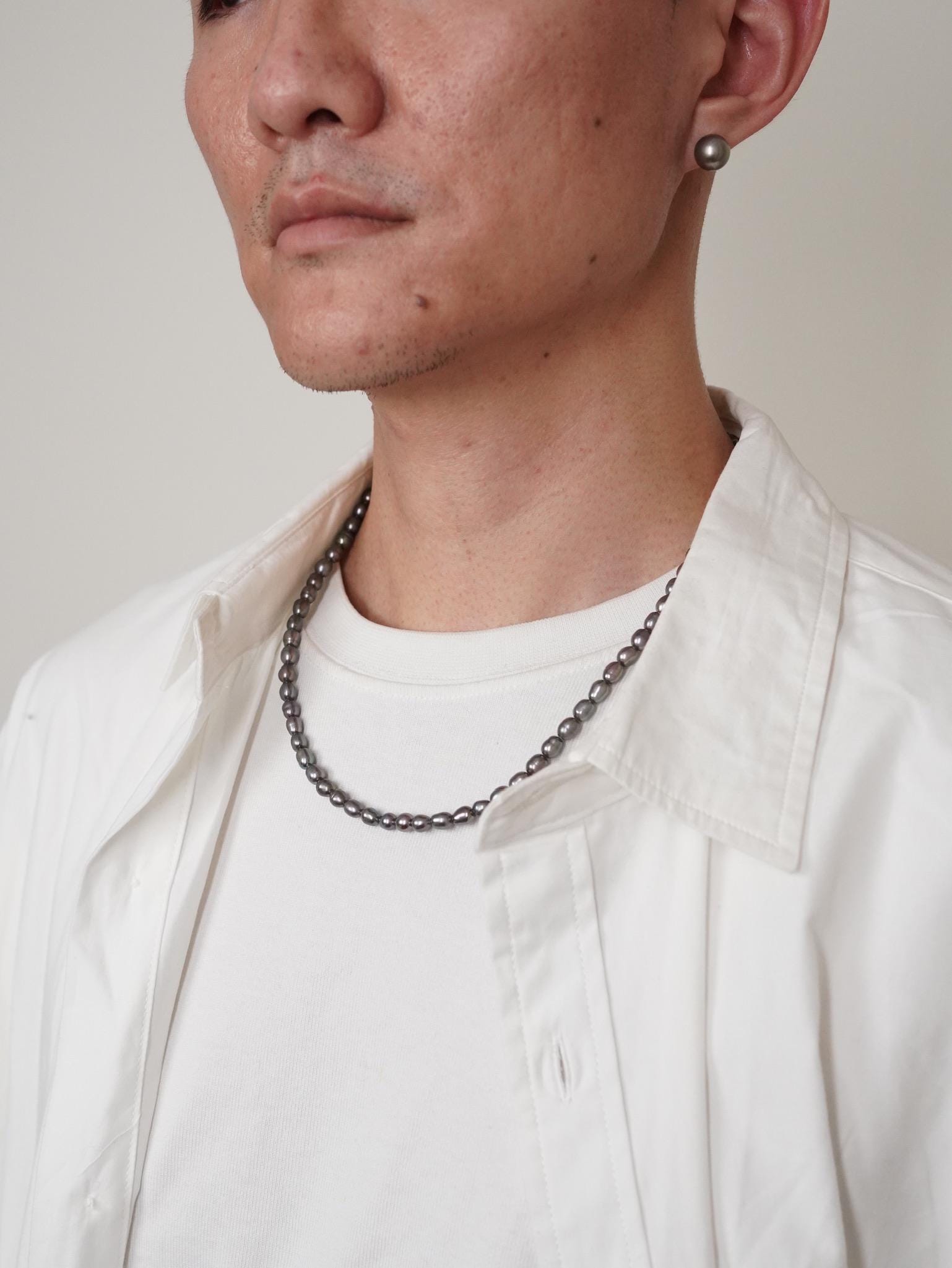 ダークグレー淡水真珠ネックレス：6mm重ね付けネックレス - Etsy 日本