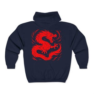Dragon Spirit hoodie met rits | Uniseks grafisch sweatshirt | Cosplay, cadeau voor gamers en animeliefhebbers, vuurspuwende draak
