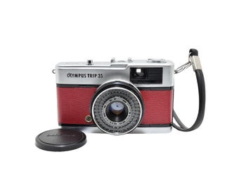 Fotocamera vintage Olympus Trip 35 a pellicola 35 mm / Rosso scuro / Ricondizionata e testata 1889980