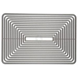 May include: A set of 18 metal rectangle-shaped dies, each with a different size, for crafting and scrapbooking.