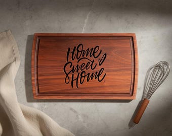 Wooden Cutting Board: Home Sweet Home Cheese Serving
