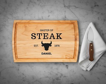 Personalized Cutting Board: Master of Steak Wooden Chopping Board