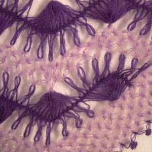 crochet shawl, purple lilac hairpin lace triangular image 4