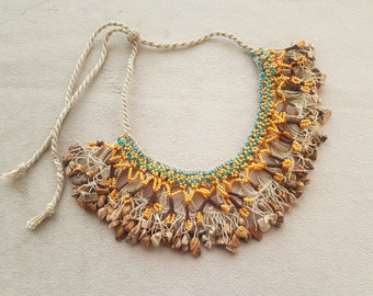 Crochet bib necklace, oya necklace