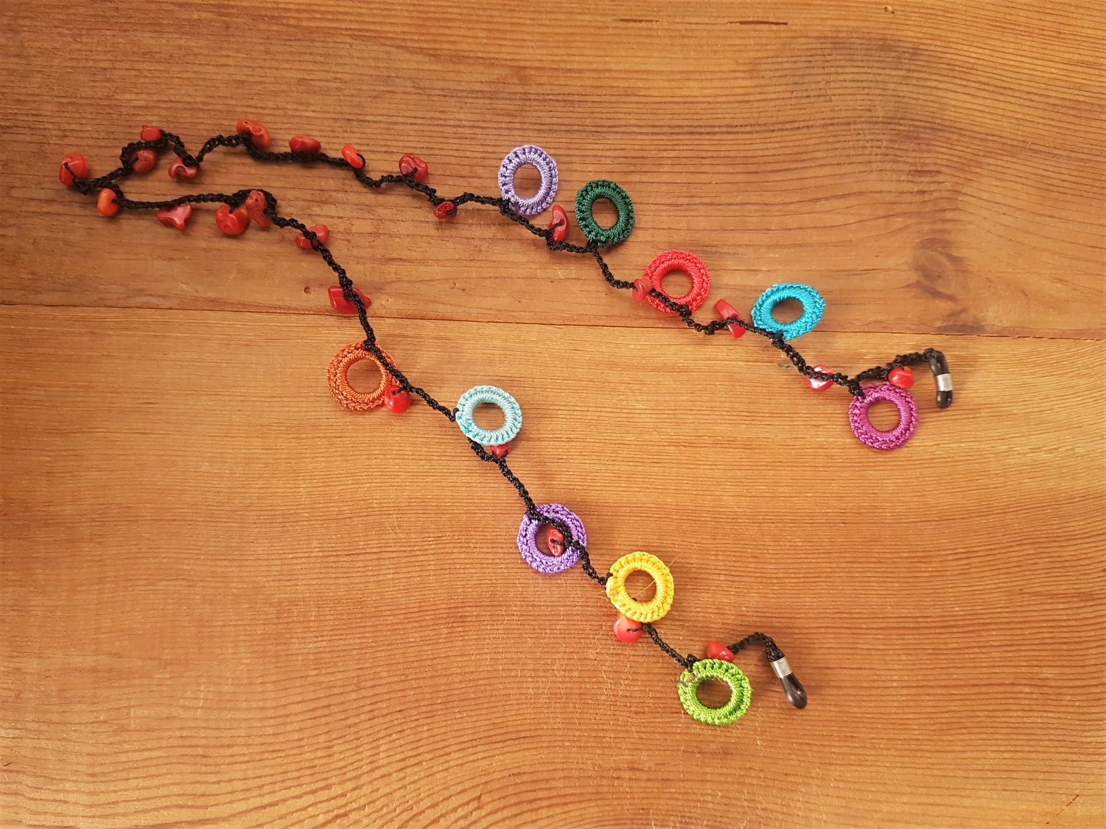 Chain for glasses multicolored crochet circles eyeglass Etsy