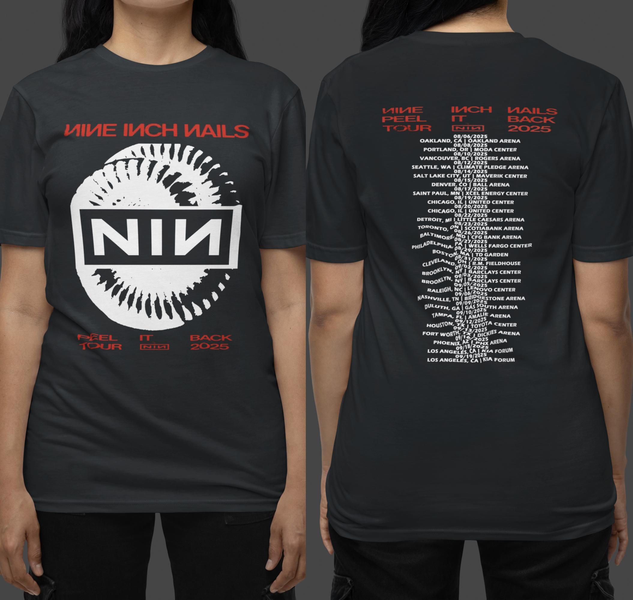 トップス NINE INCH NAILS in concert bootleg XL Nine Inch Nails L Vintage Original Embroidered Tour Shirt