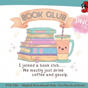 Funny Book Club PNG: Retro Bookish Design (Digital Download)